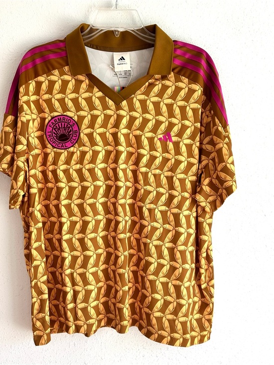 adidas Tops - Adidas x Farm Rio's Tropical Club Soccer Jersey Brown Multi Color JD6303 Sz XL